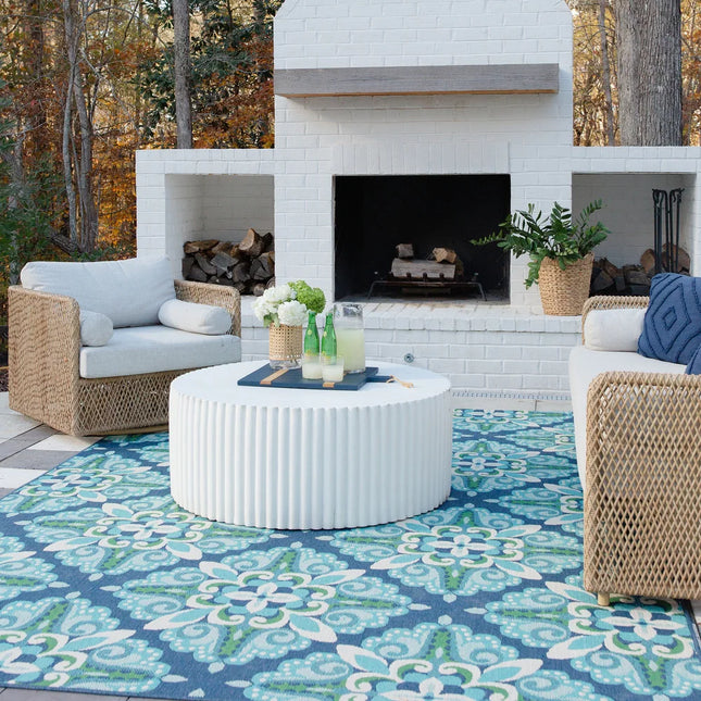 Indoor Outdoor Area Rug Martinque Medallion Pattern Weather Resistant