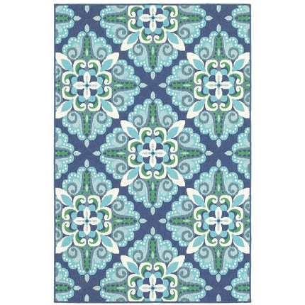 Indoor Outdoor Area Rug Martinque Medallion Pattern Weather Resistant