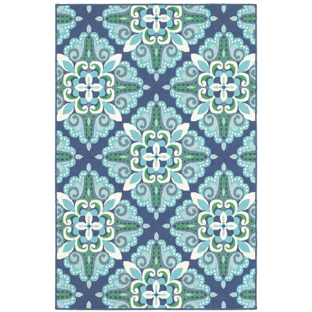 Indoor Outdoor Area Rug Martinque Medallion Pattern Weather Resistant