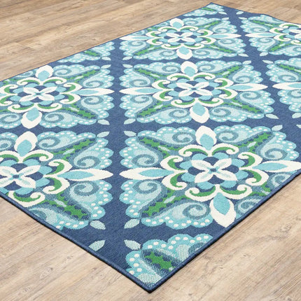 Indoor Outdoor Area Rug Martinque Medallion Pattern Weather Resistant