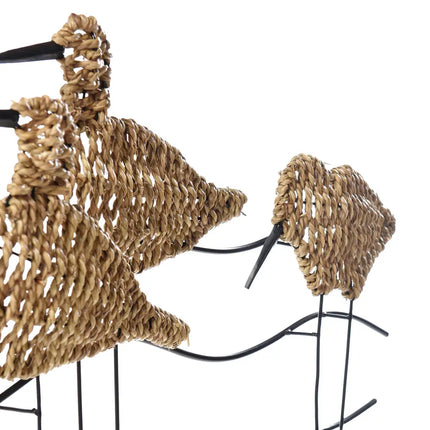 Flock of Birds Wall Art – Natural Woven Seagrass with Black Metal