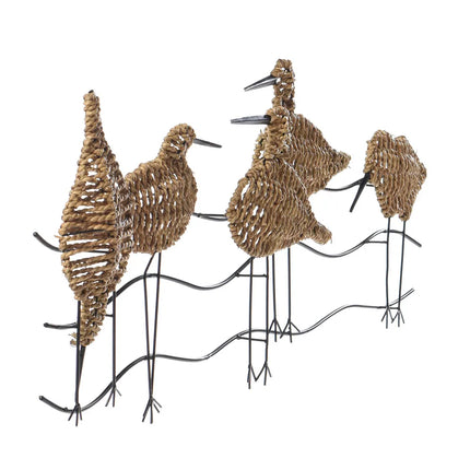Flock of Birds Wall Art – Natural Woven Seagrass with Black Metal