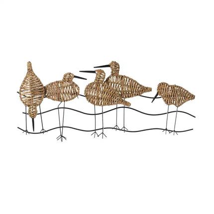 Flock of Birds Wall Art – Natural Woven Seagrass with Black Metal