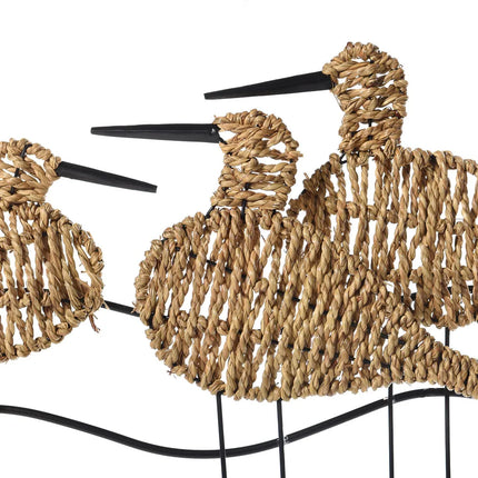 Flock of Birds Wall Art – Natural Woven Seagrass with Black Metal