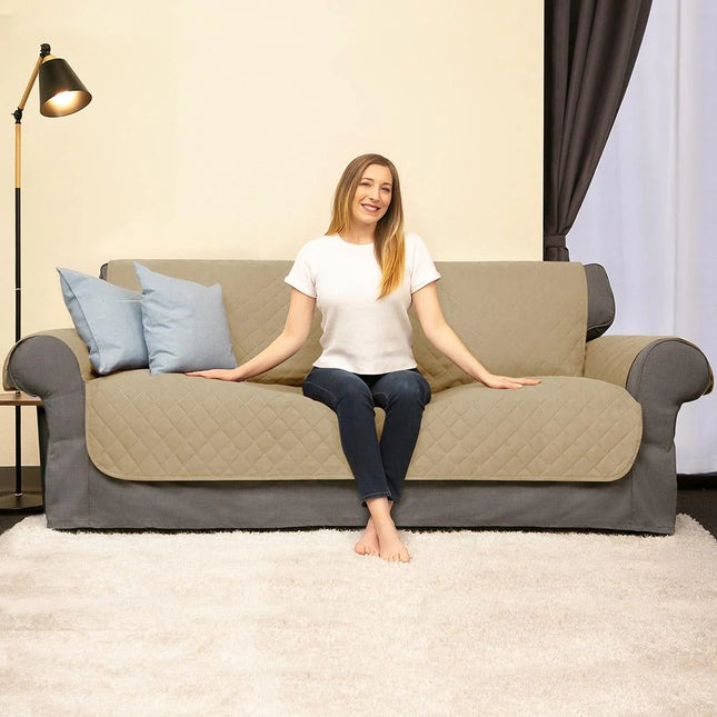 Reversible Sofa Slipcover with Elastic Straps – Pet Furniture Protector