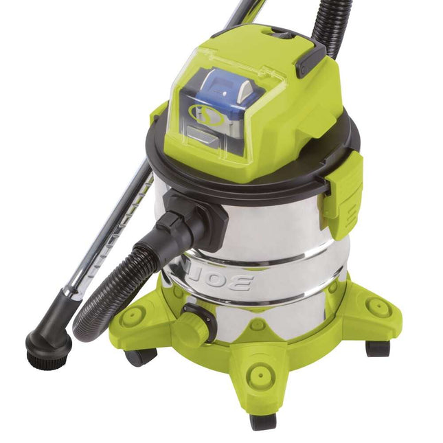24V iON Cordless Portable Stainless Steel Wet/Dry Vacuum with Long Runtime