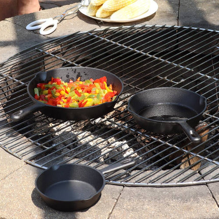 3 Piece Cast Iron Skillet Set Pre Seasoned Frying Pans Heavy Duty Cookware