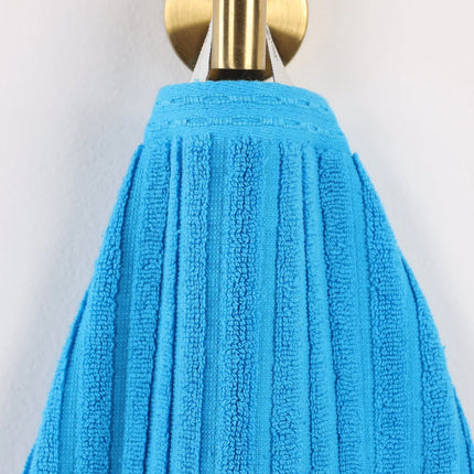 Soho Ribbed Cotton Hand Towel Set of 4 Azure Soft Absorbent Towels