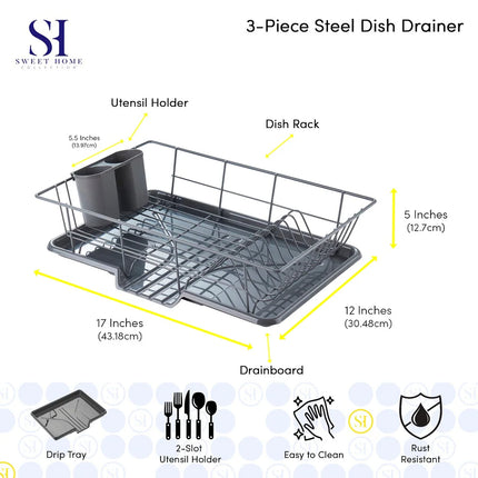 3-Piece Kitchen Sink Dish Drainer Set – Compact & Durable