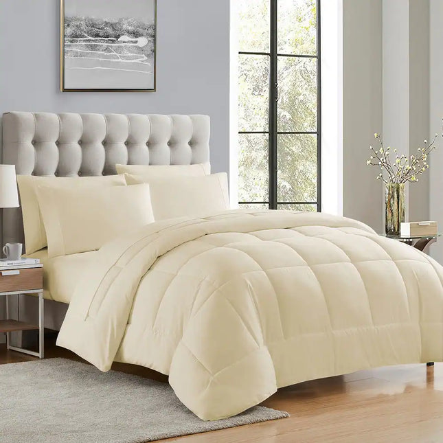 Cream Full Size All Season Bed in a Bag Comforter and Sheet Set Ultra Soft Bedding