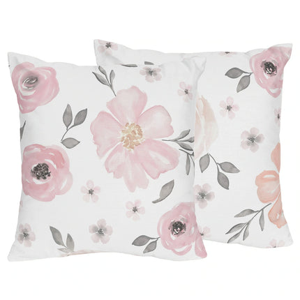 Blush Pink Grey Boho Floral Throw Pillow Covers Set of 2 18 Inch Decor
