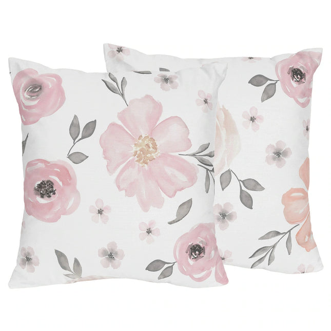 Blush Pink Grey Boho Floral Throw Pillow Covers Set of 2 18 Inch Decor
