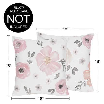 Blush Pink Grey Boho Floral Throw Pillow Covers Set of 2 18 Inch Decor
