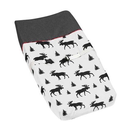 Woodland Plaid & Moose Changing Pad Cover – Grey, Black & Red, Multi
