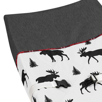 Woodland Plaid & Moose Changing Pad Cover – Grey, Black & Red, Multi