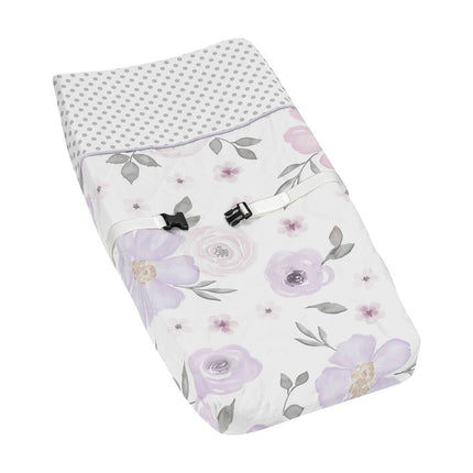 Watercolor Floral Changing Pad Cover – Lavender, Pink, Grey & White
