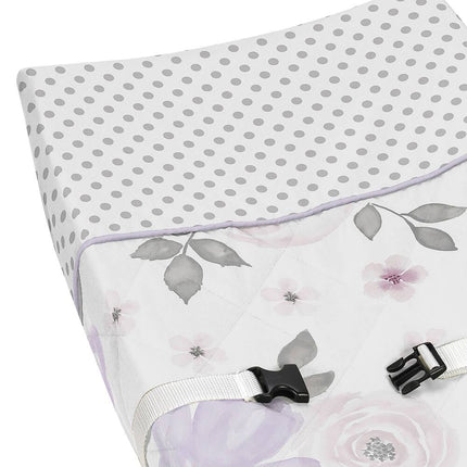 Watercolor Floral Changing Pad Cover – Lavender, Pink, Grey & White