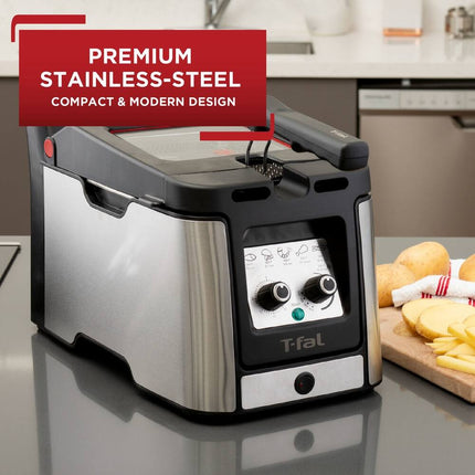 Advanced Odorless Deep Fryer, 3.5L Oil Capacity, Immersion Element, Silver & Black