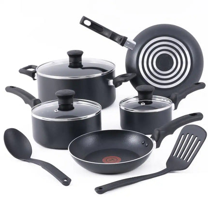 10 Piece Nonstick Cookware Set Pots and Pans Black Kitchen Essentials Set
