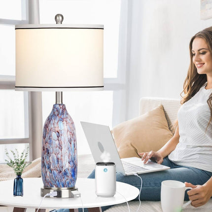 25 Inch Coastal Bedside Table Lamps with 3 Way Touch Dimming and USB Charging