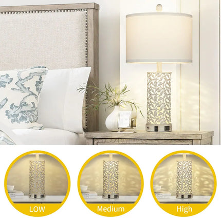 Coastal Table Lamp Set 24.5 Inch Dimmable Night Light USB Charging Included Bulbs