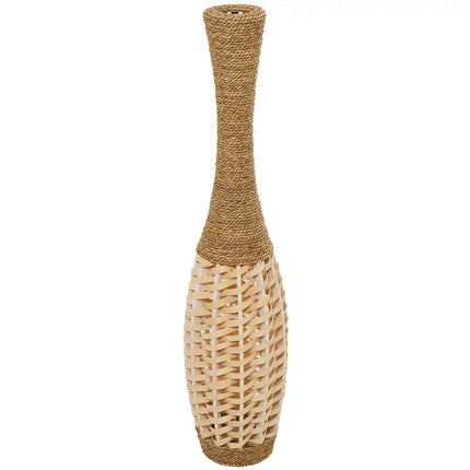 Brown Seagrass Handmade Tall Woven Floor Vase – 40 Inch Decorative Accent