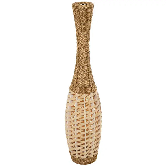 Brown Seagrass Handmade Tall Woven Floor Vase – 40 Inch Decorative Accent
