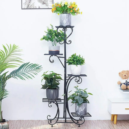 Tall 5-Tier Iron Plant Stand – Indoor & Outdoor Garden Display Rack