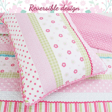 Pink Pastel Cotton Quilt Bedding Set by Sunfish – Stylish & Comfortable