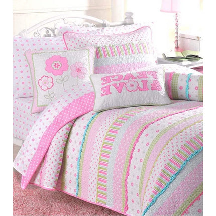 Sunfish Pink Pastel Cotton Quilt Bedding Set 2-Piece Twin - Soft Bed Cover Set