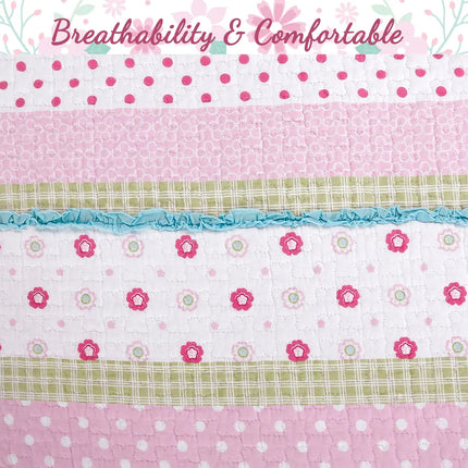 Pink Pastel Cotton Quilt Bedding Set by Sunfish – Stylish & Comfortable
