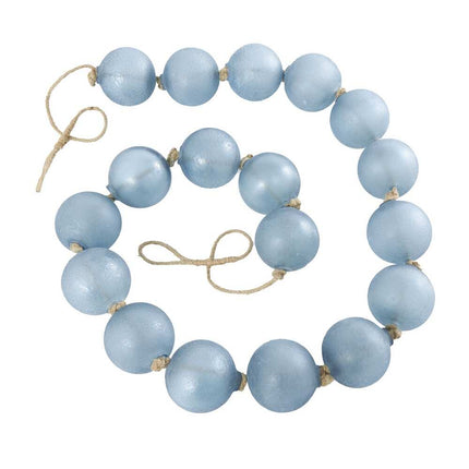 Handmade Teal Glass Beaded Garland – Frosted Orbs with Tassel & Jute Rope