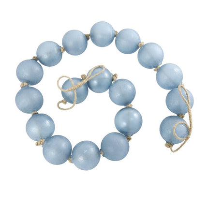Handmade Teal Glass Beaded Garland – Frosted Orbs with Tassel & Jute Rope