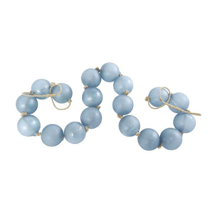 Handmade Teal Glass Beaded Garland – Frosted Orbs with Tassel & Jute Rope