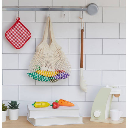 Little Chef Frankfurt Wooden Cutting Food Play Set with Net Storage Bag