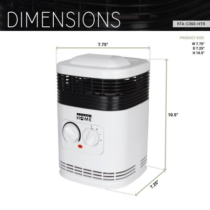360 Degree Ceramic Space Heater for Home – Adjustable Thermostat Control