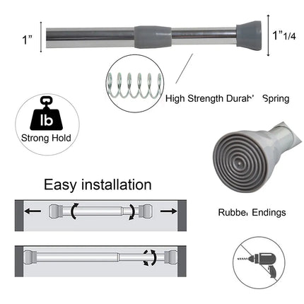Tension Rod for Shower Curtain – Adjustable 43 to 79 Inches
