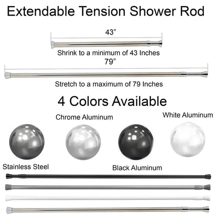 Tension Rod for Shower Curtain – Adjustable 43 to 79 Inches