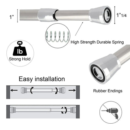 Tension Rod for Shower Curtain – Adjustable 43 to 79 Inches