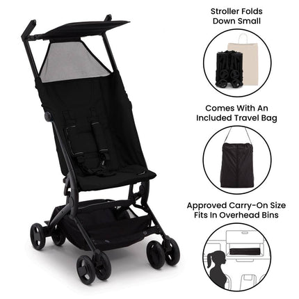 Travel Ready Clutch Stroller Black Compact Design with Included Storage Bag
