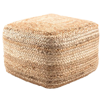 Natural Jute Square Pouf Ottoman for Home Decor and Relaxed Seating