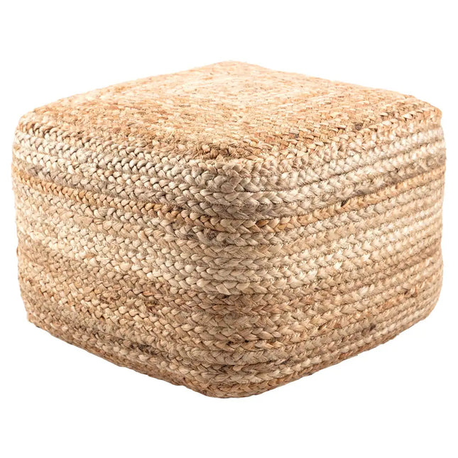 Natural Jute Square Pouf Ottoman for Home Decor and Relaxed Seating