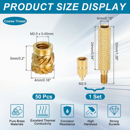 Threaded Inserts with Iron Tip Press Tool – Installation Kit