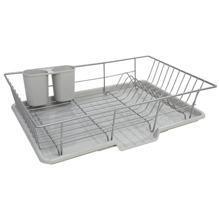 3-Piece Kitchen Sink Dish Drainer Set in Silver for Easy Dish Drying