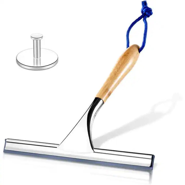 All Purpose Bamboo Stainless Steel Squeegee Rust Proof with Hanging Hook