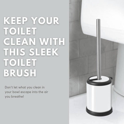 Deluxe Toilet Brush with Lid White Bathroom Cleaning Set 11.2x4.8x4.8