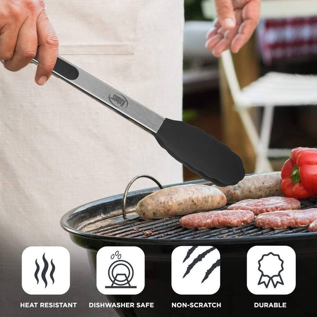 Kitchen Tong Set – Silicone Tip & Stainless Steel Cooking Tongs
