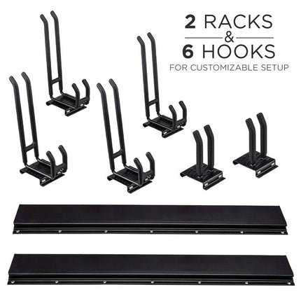 8 Piece Garage Tool Organizer Wall Mounted Metal Rack Broom Mop Rake Holder