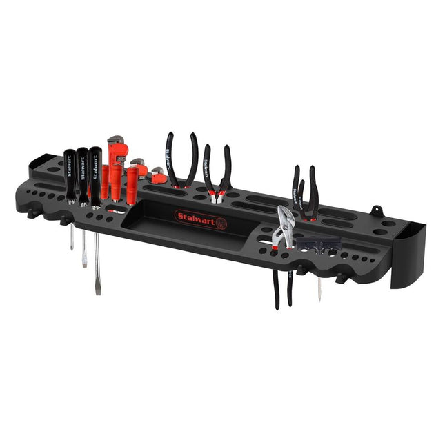 Tool Storage Wall Shelf – 61 Slots, 4 Hooks, 2 Compartments, Garage