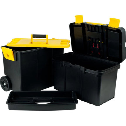 Portable Tool Box on Wheels – Stalwart Stackable 2-in-1 Storage Chest
